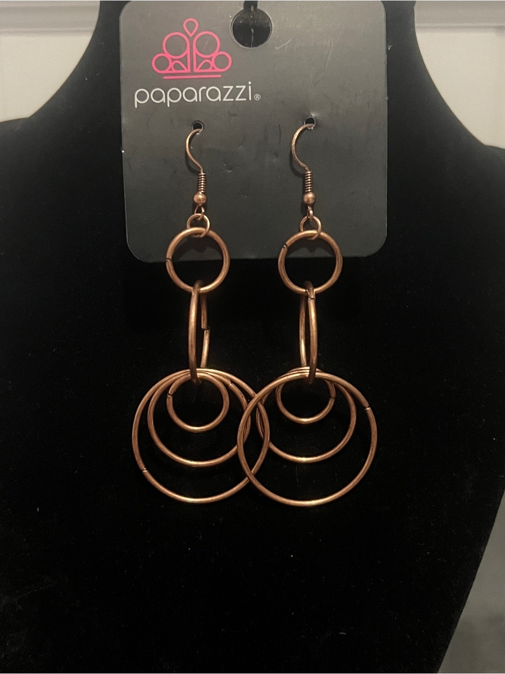 Paparazzi Copper Tone Multi-Ring Dangle Earrings - Copper